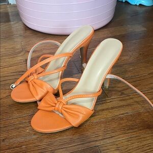 Elegant Orange Bow Heels